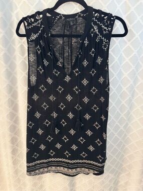 Lucky Brand Black and White Boho Tunic Top